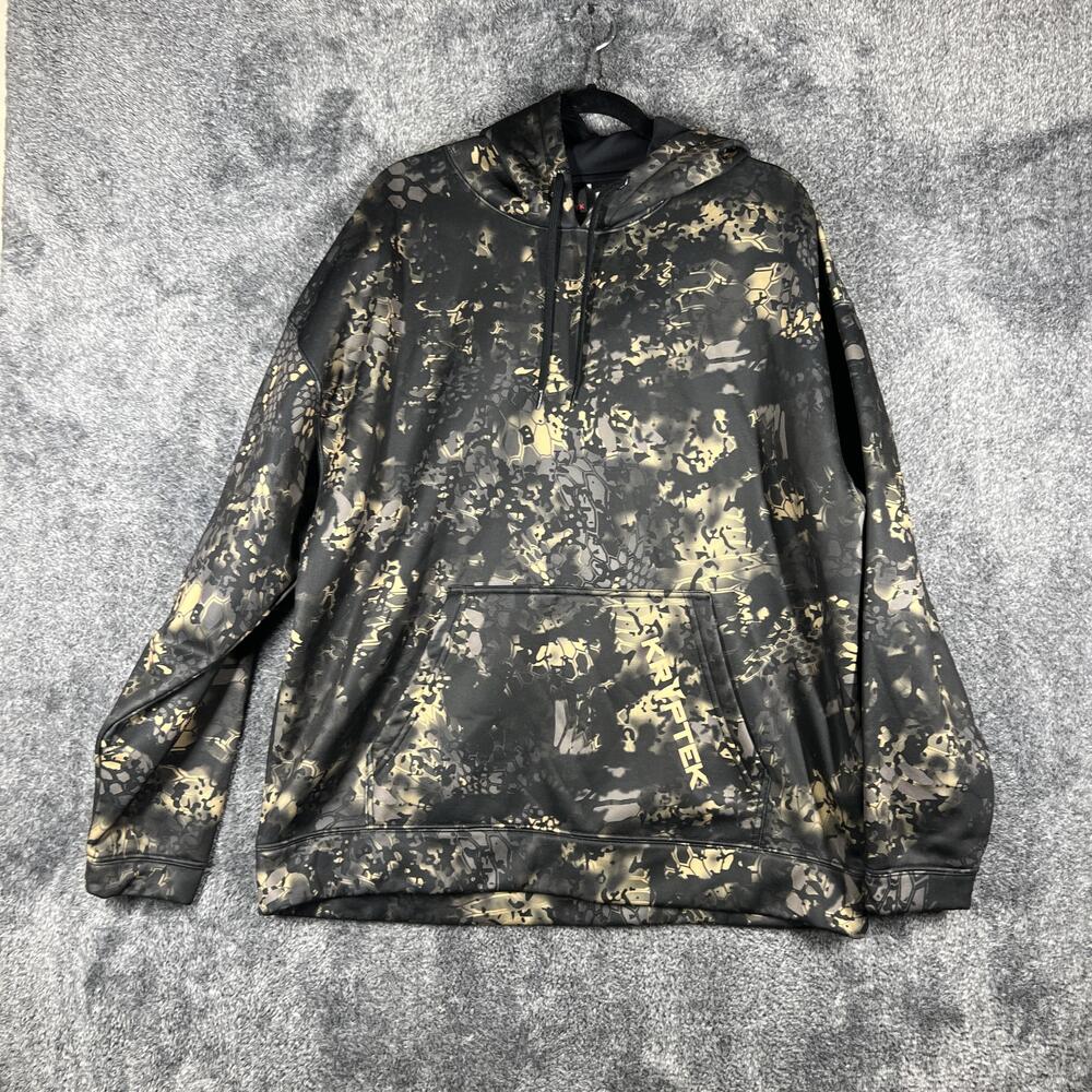 Kryptek Hoodie Mens XL Black Pullover 1/4 Zip Lined Fleece Pockets Camouflage